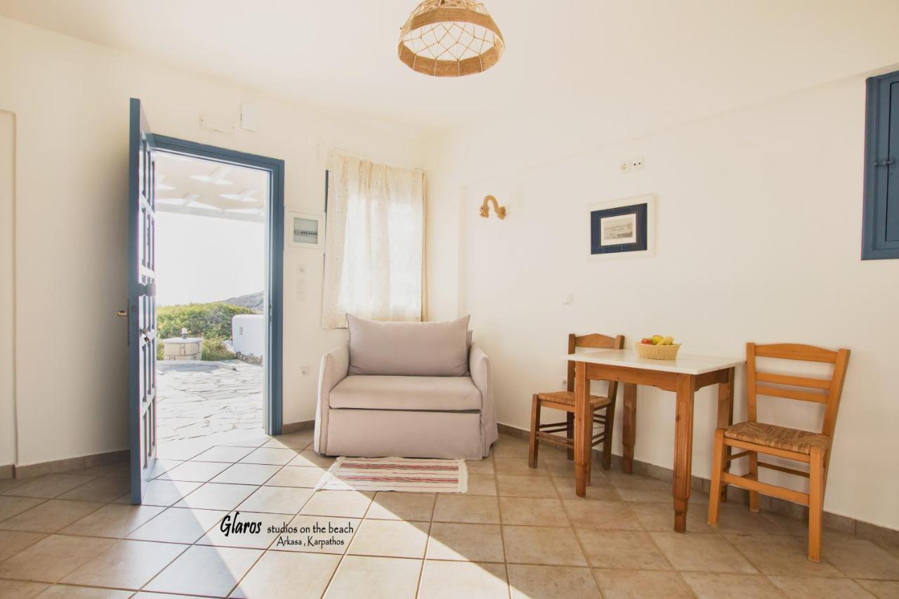 Glaros Luxury Studio On The Beach Lägenhet Arkasa Exteriör bild