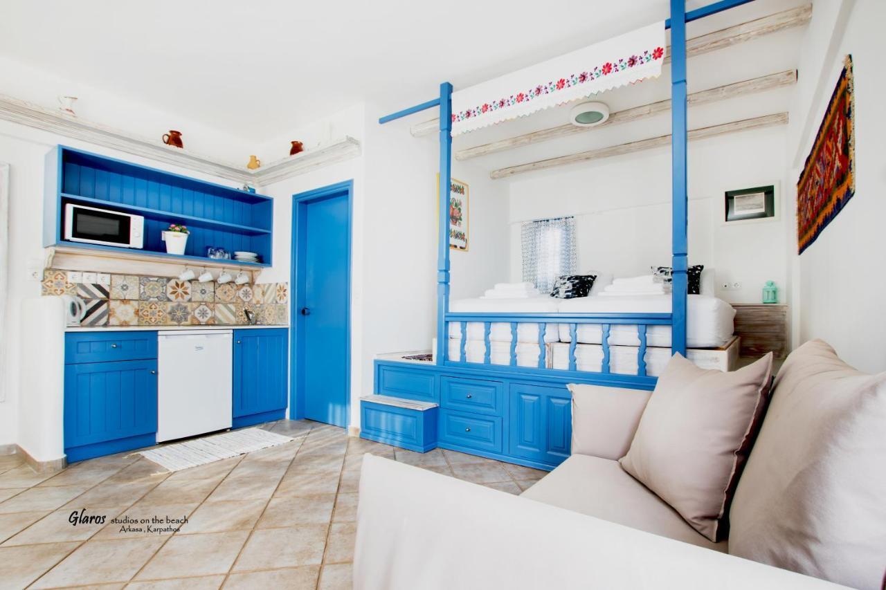 Glaros Luxury Studio On The Beach Lägenhet Arkasa Exteriör bild